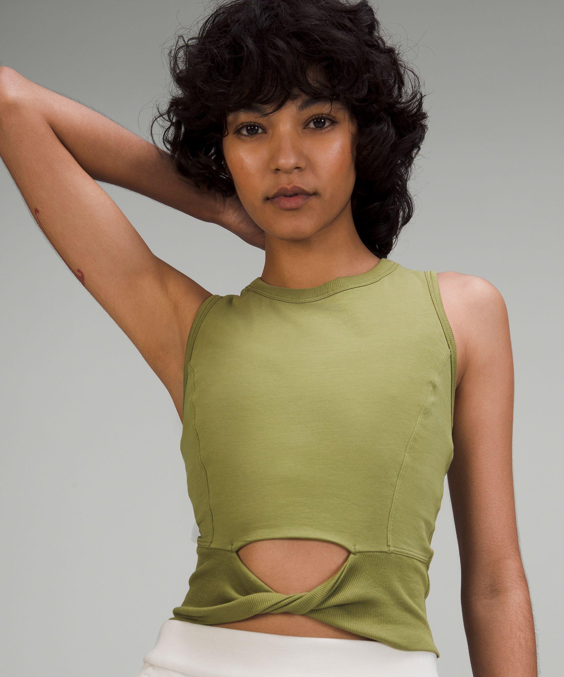 Converge kommando Museum lululemon athletica Cropped Cotton Ribbed-band Tank Top in Green | Lyst