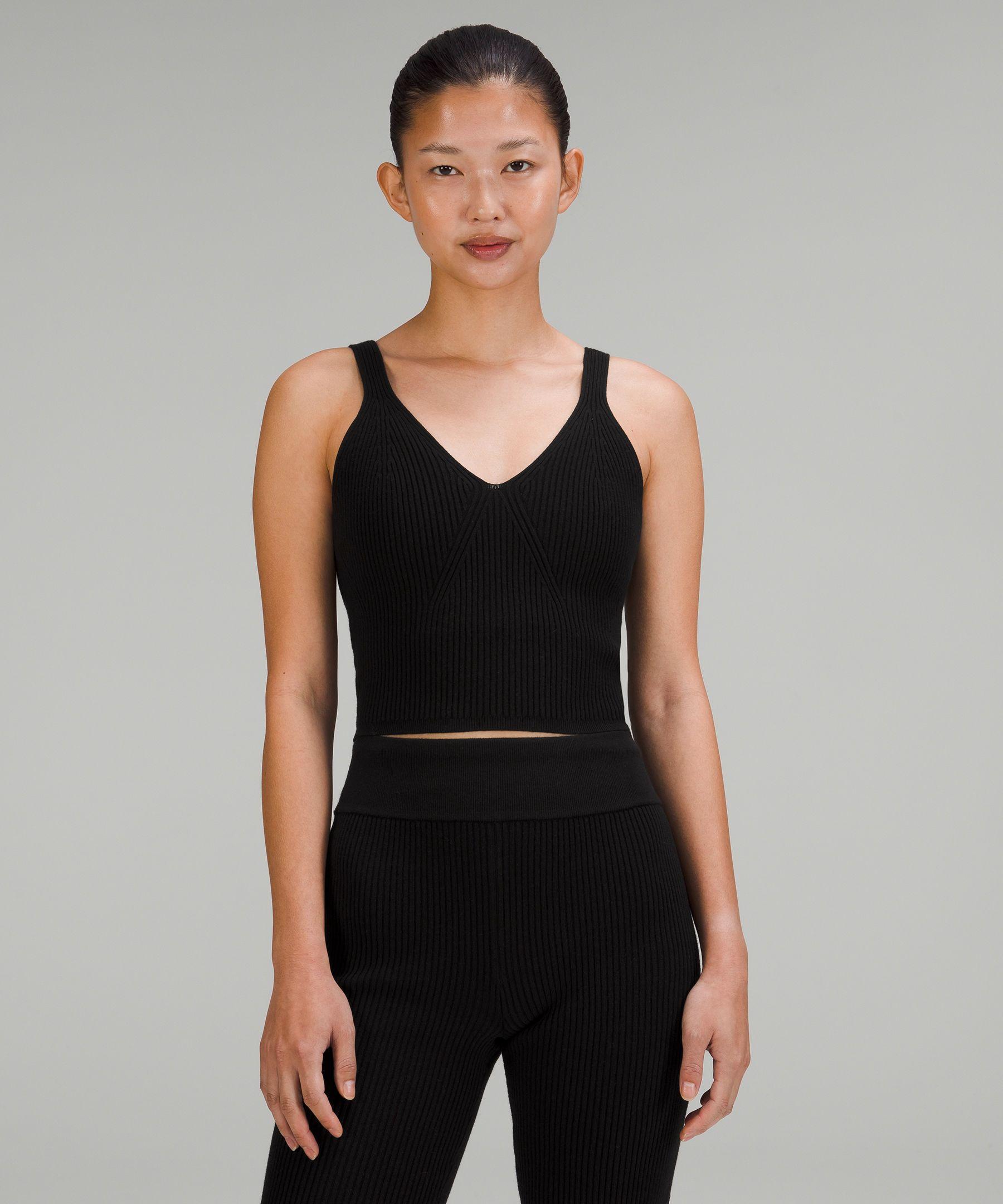 lululemon athletica Ribbed Knit Cropped Tank Top in Black