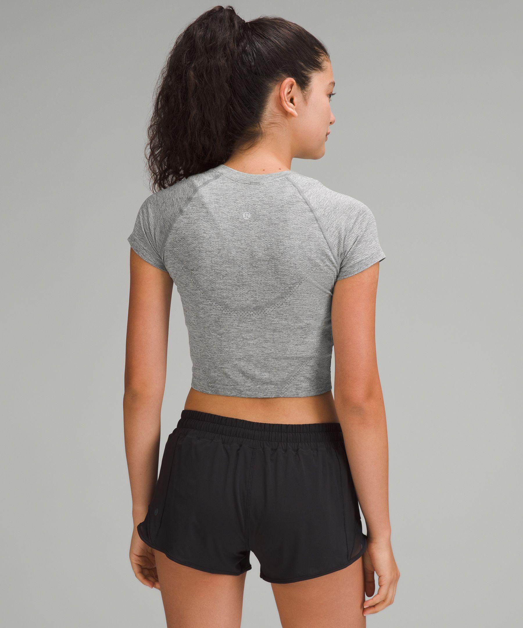 lululemon Swiftly Tech Cropped Short-Sleeve Shirt 2 in Gray | Lyst