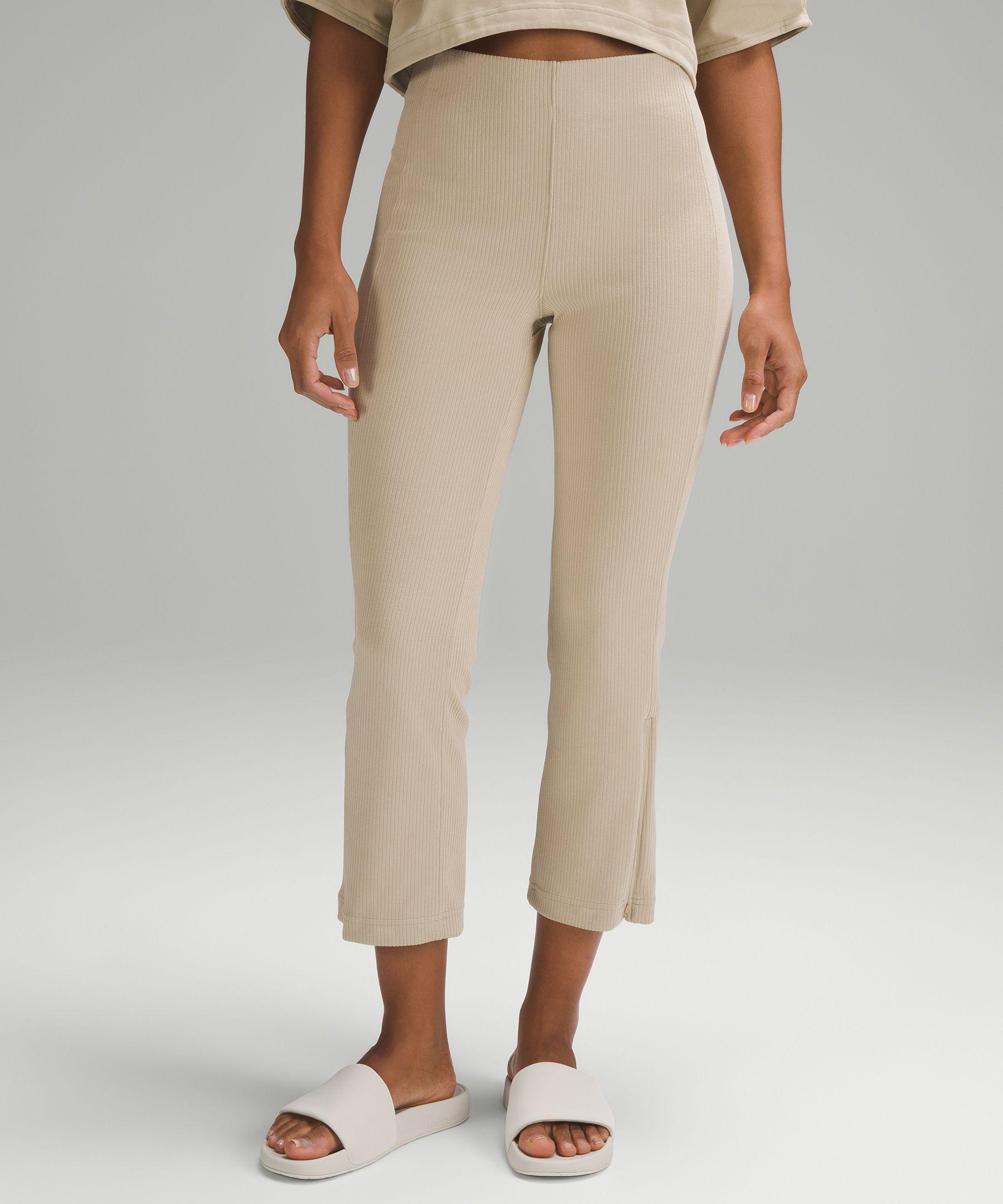 lululemon athletica Ribbed Softstreme Zip-leg High-rise Cropped Pants - 25  - Color Khaki - Size 0 in Natural