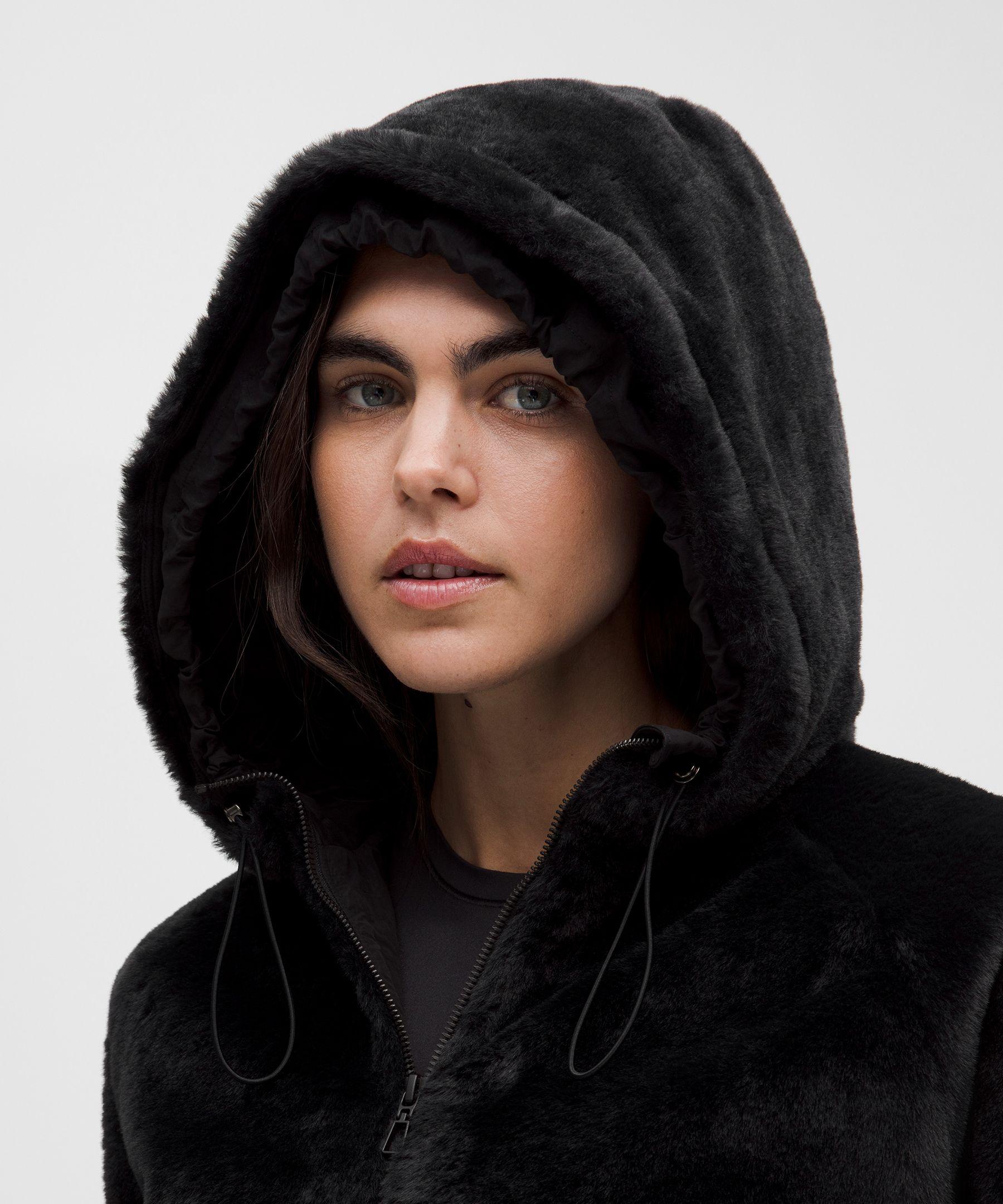 lululemon – Faux Fur Full-Zip Hoodie – – Size Medium in Black | Lyst