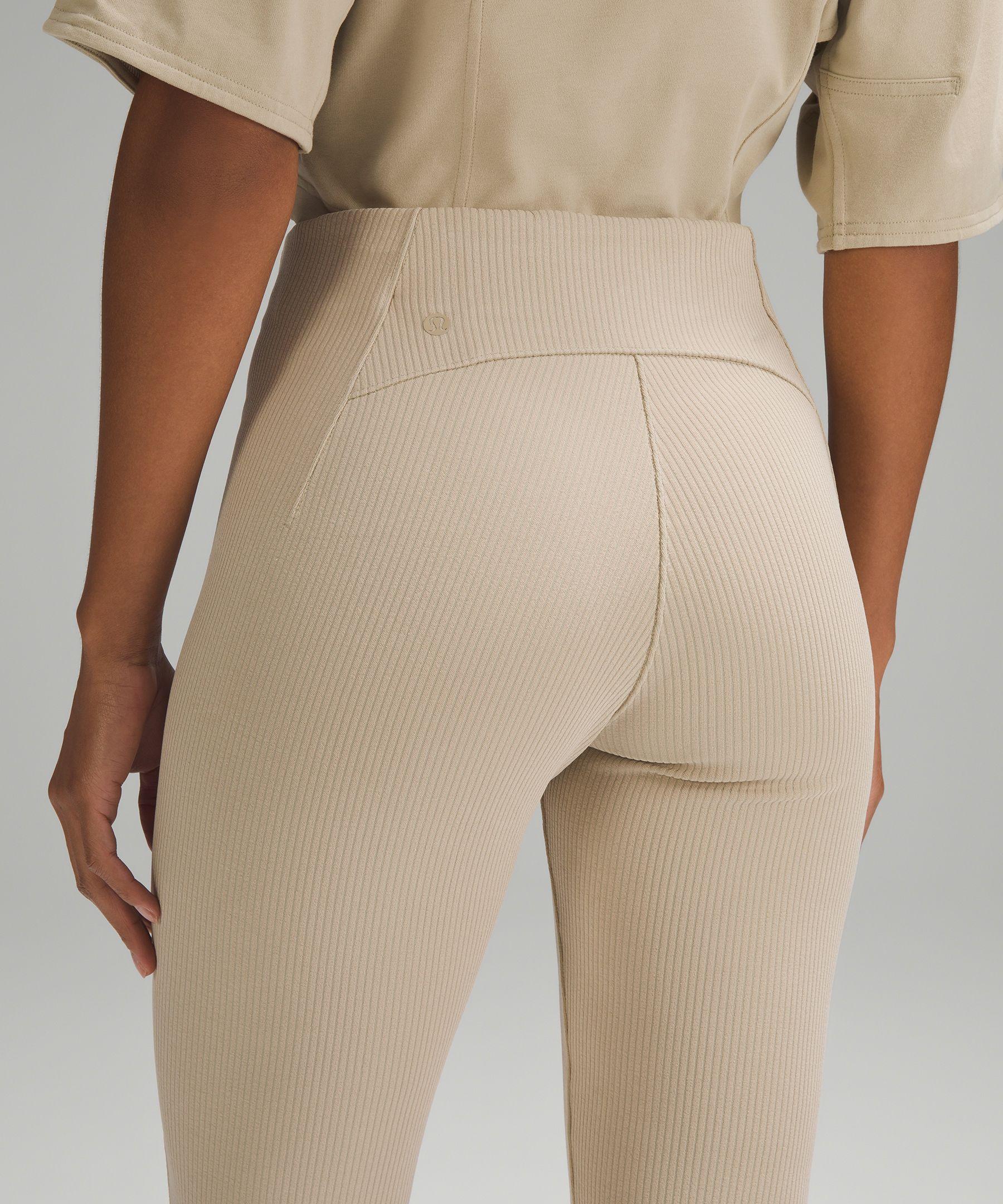 lululemon athletica Ribbed Softstreme Zip-leg High-rise Cropped Pants - 25  - Color Khaki - Size 0 in Natural