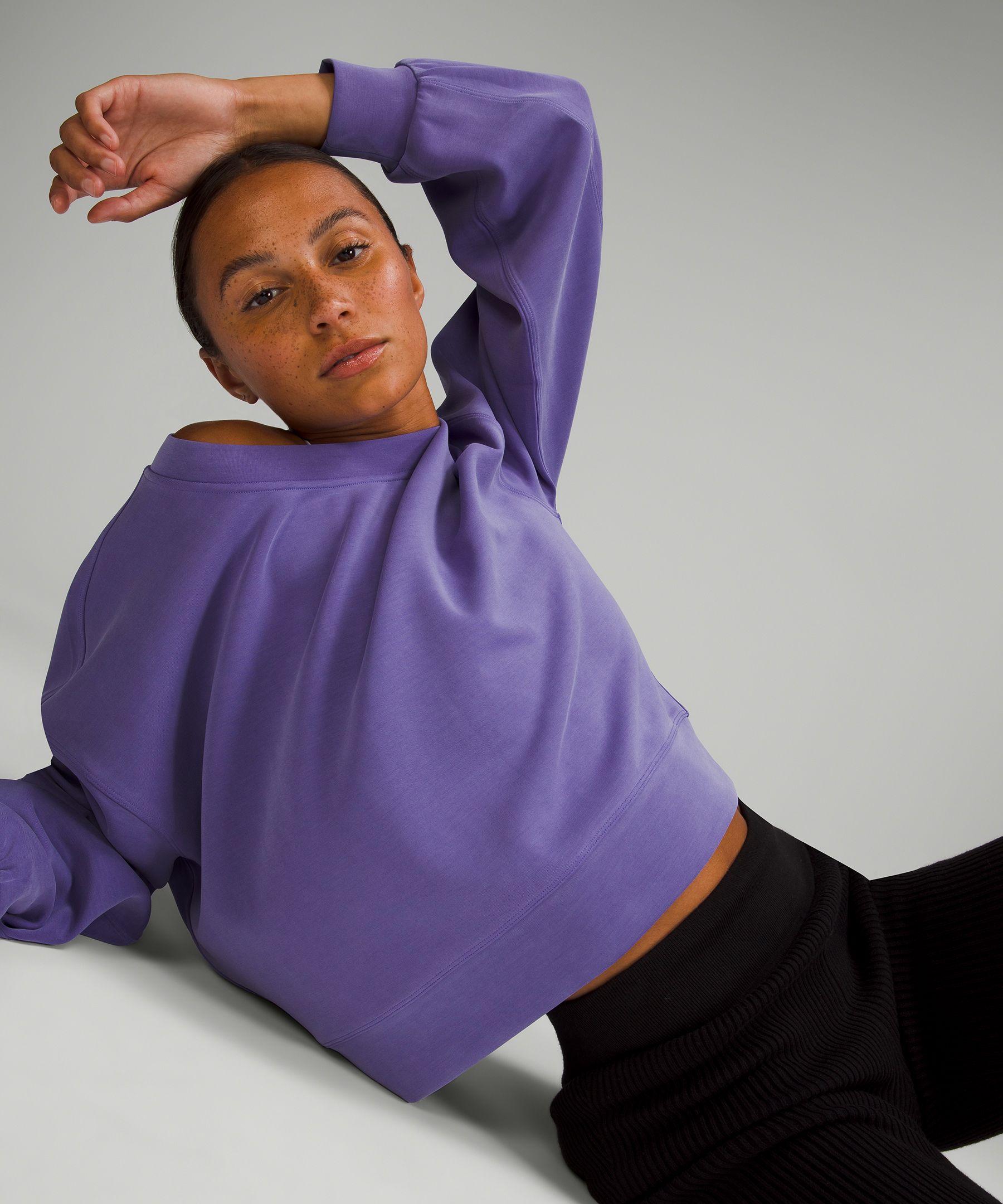 lululemon Perfectly Oversized Cropped Crew Softstreme in Purple | Lyst