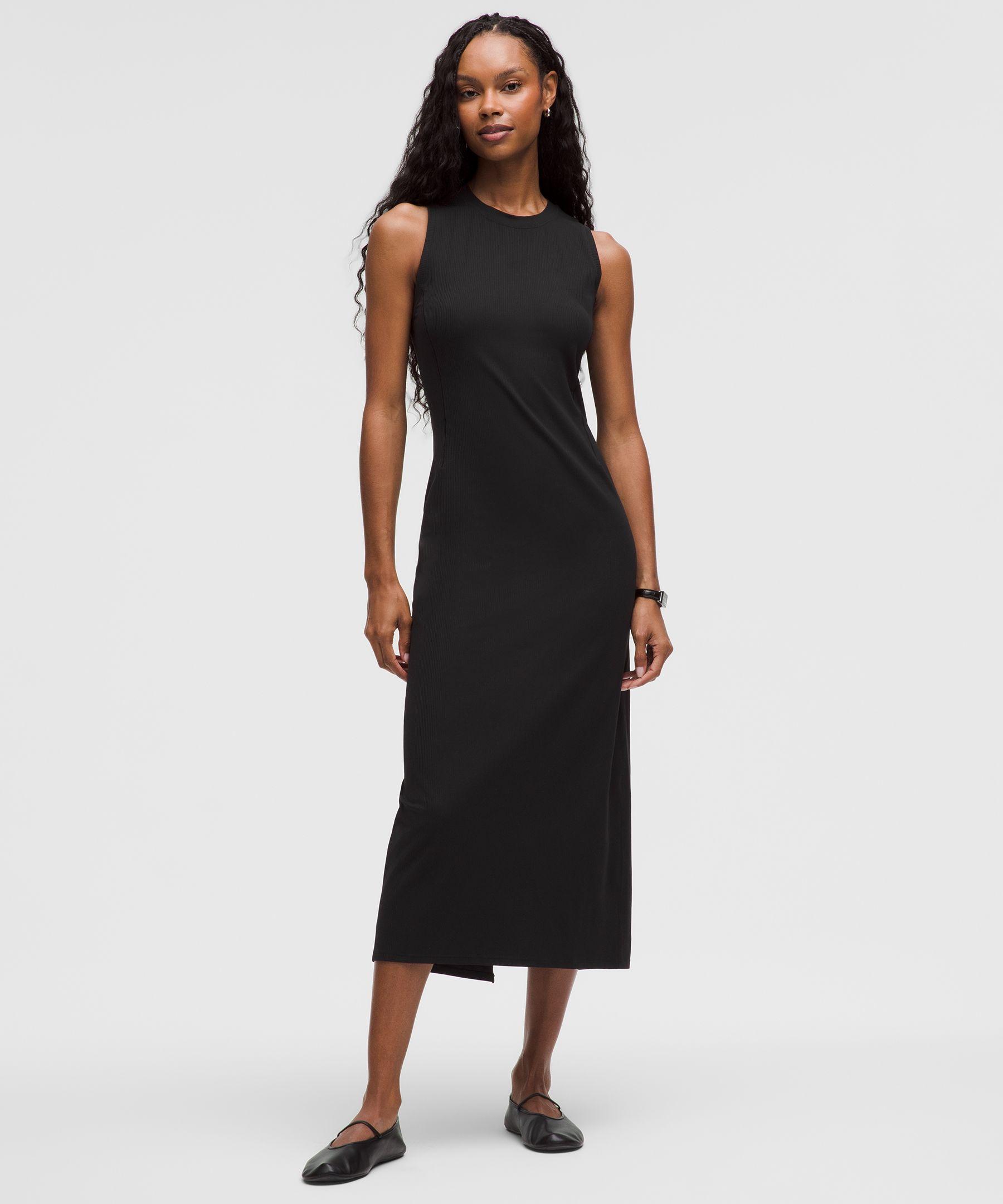 slim fit dress slacks Baltic Born Womens Moore Ribbed Tank Midi Dress | Black main image 1