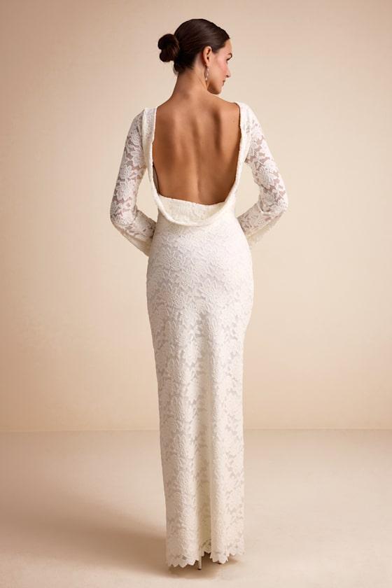 Lulus Odariya Lace Cowl Back Maxi Dress in Natural | Lyst Lulus Odariya Lace Cowl Back Maxi Dress in Natural | Lyst