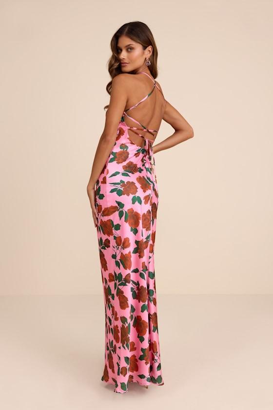 lulus pink lace dress Prettiest Entrance Blush Pink Floral Lace Strapless Maxi Dress