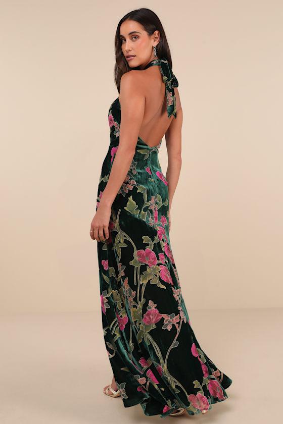 burnout floral maxi dress Black Floral Burnout Backless Maxi Dress | Womens | X-Large (Available in S) | 100% Polyester
