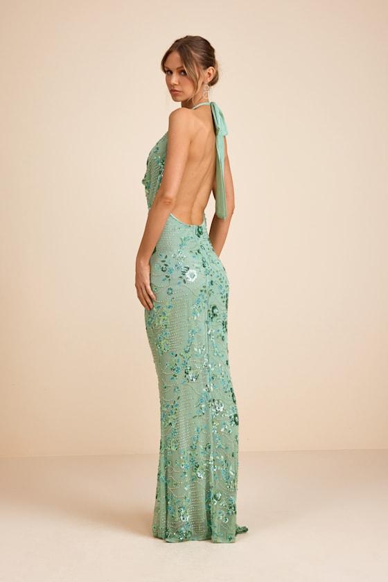 Lulus Carlana Beaded Sequin Backless Maxi Dress in Green | Lyst Lulus Carlana Beaded Sequin Backless Maxi Dress in Green | Lyst