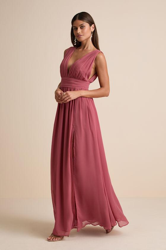 Coral Chiffon Heavenly Hues Rusty Rose Maxi Dress Lulus Heavenly - Main Image