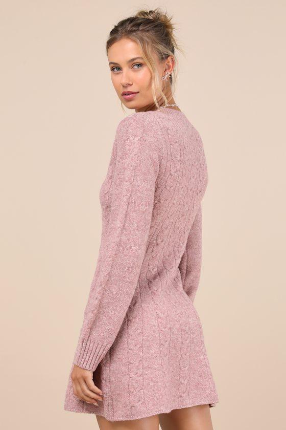 Pink long sleeve sweater dress hotsell