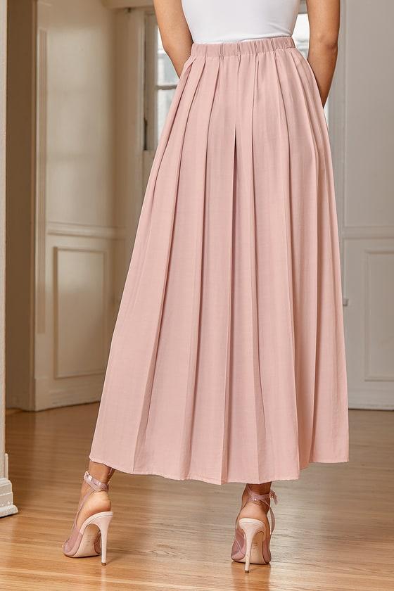 Lulus If You Pleats Blush Pleated Maxi Skirt in Brown Lyst UK