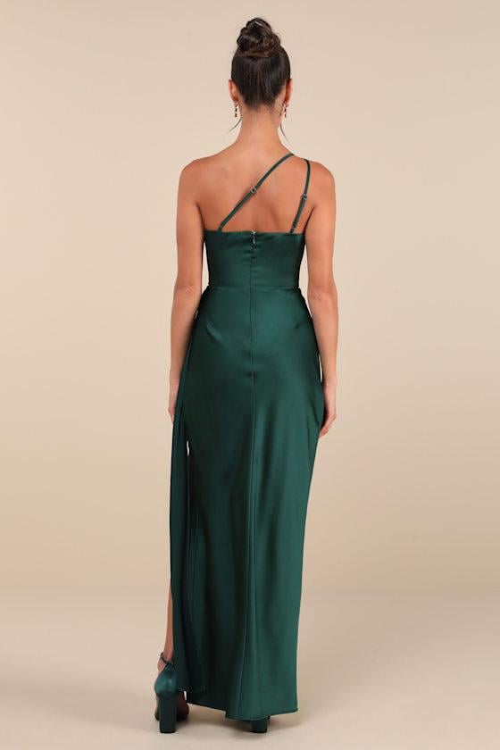 Lulus Signature Elegance Emerald Satin One-Shoulder Maxi Dress in Blue | Lyst Lulus Signature Elegance Emerald Satin One-Shoulder Maxi Dress in Blue | Lyst