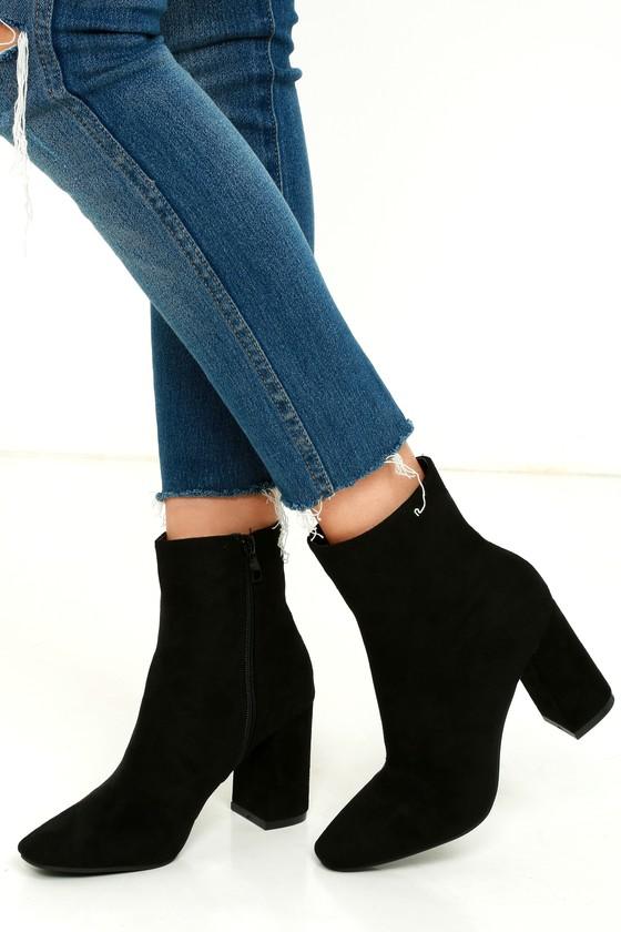 Mid calf black suede boots hot sale