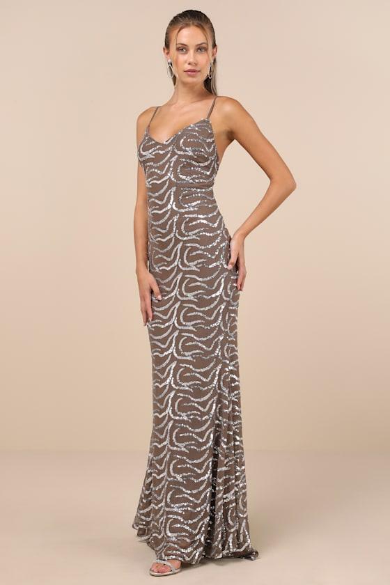 Lulus Mesmerizing Demeanor Sequin Backless Mermaid Maxi Dress in