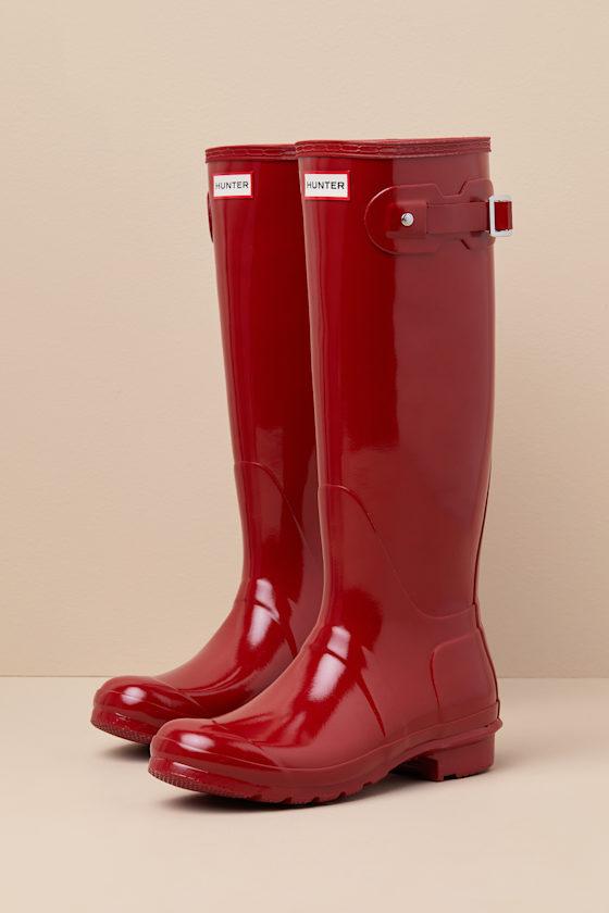 HUNTER Original Tall Military Glossy Rain Boots in Red Lyst UK