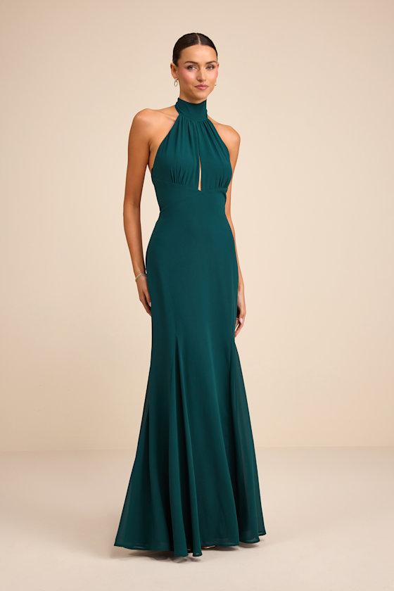 Lulus Miselle Mock Neck Maxi Dress in Blue | Lyst