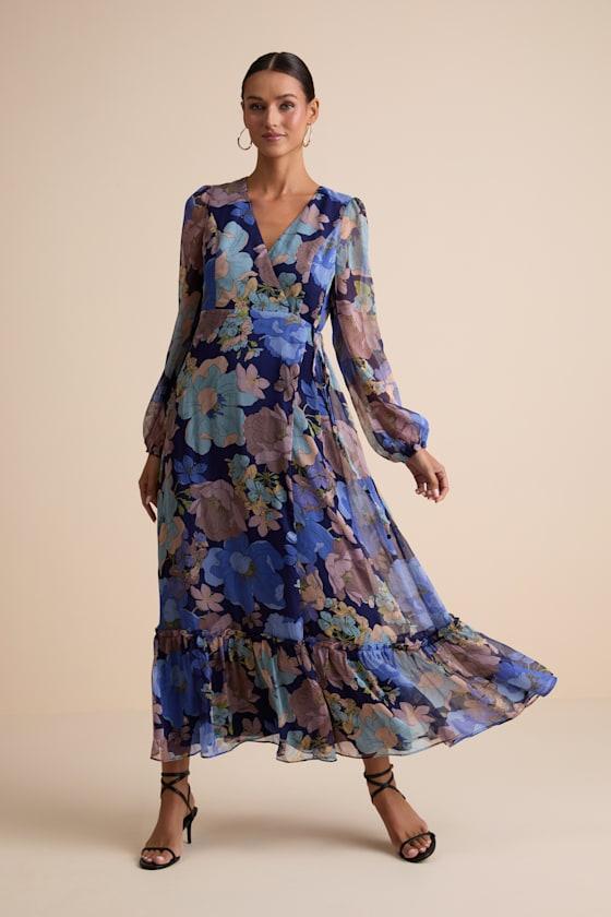 Designer Blue Long Sleeve Wrap Dresses for Women - Up to 69% off | Lyst -  Page 4