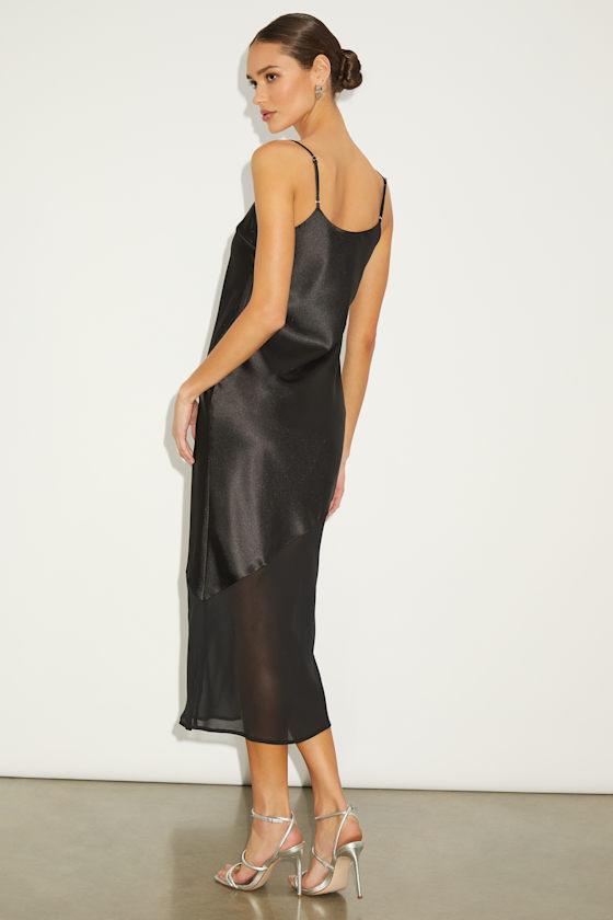lulus black chiffon dress Lulus | Black Chiffon Asymmetrical Maxi Dress | Womens | X-Large (Available in XS)