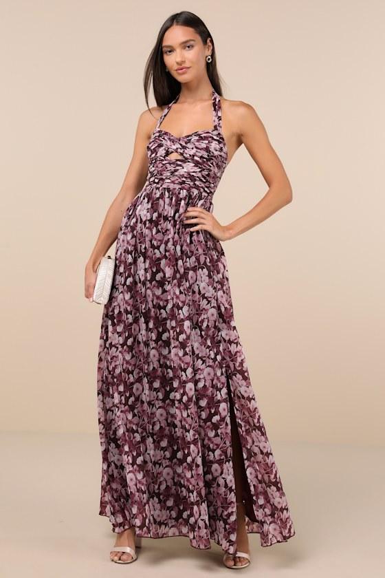 Plum floral maxi dress hotsell