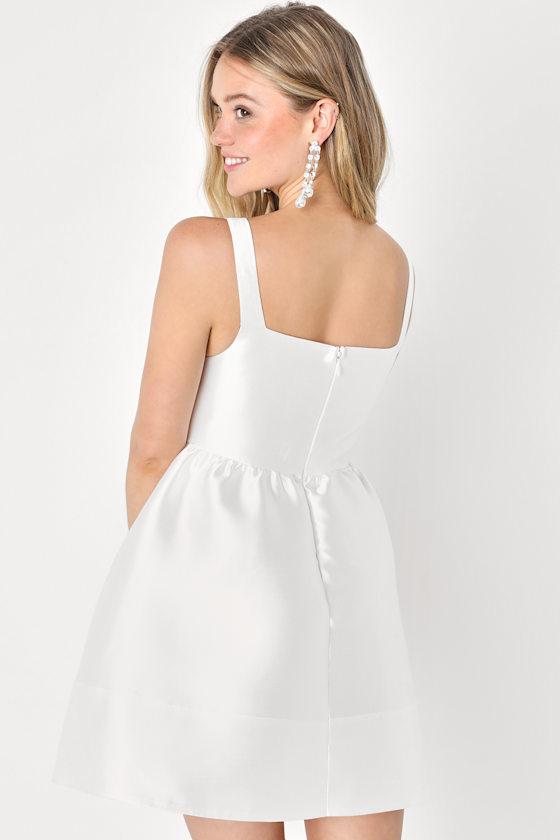 Lulus Bubbly Love Taffeta Corset Mini Dress in Natural | Lyst UK