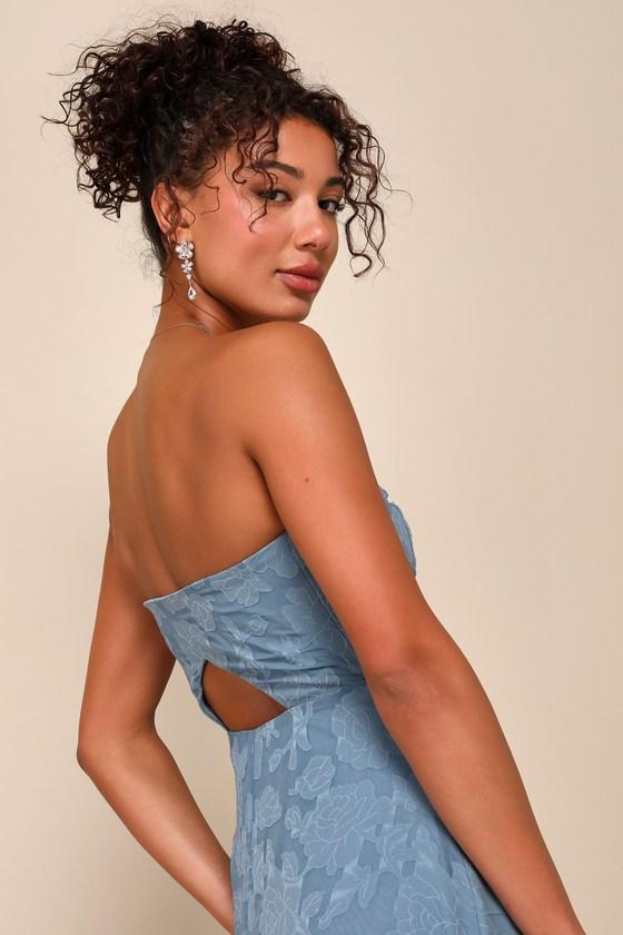 Lulus Garden Of Romance Floral Burnout Strapless Maxi Dress in