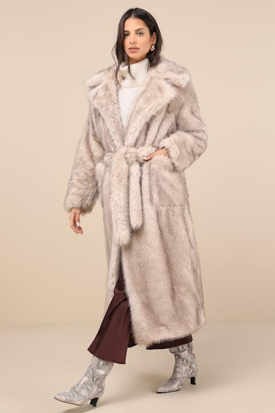 4th Reckless Schiffer Faux Fur Longline Coat in Natural Lyst UK
