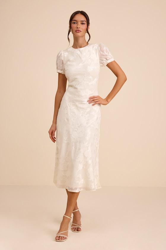 lulus ivory midi dress Hold Your Attention Ivory One-Shoulder Sleeveless Midi Dress
