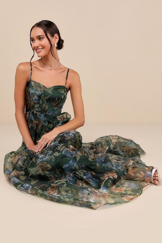 Lulus Exclusive Glamour Floral Organza Tiered Maxi Dress in Green | Lyst Lulus Exclusive Glamour Floral Organza Tiered Maxi Dress in Green | Lyst