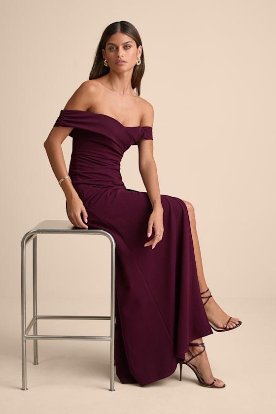 Lulus High-Class Presence Plum Off-The-Shoulder Maxi Dress in Pink | Lyst