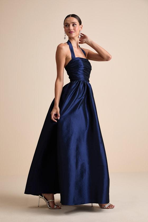 Lulus Rani Taffeta Halter Maxi Dress in Blue | Lyst Lulus Rani Taffeta Halter Maxi Dress in Blue | Lyst