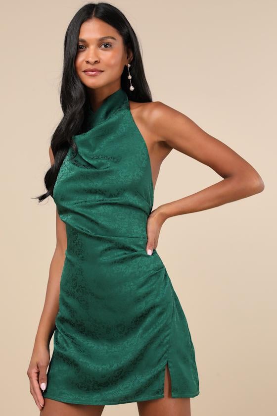 Designer Green Halter Backless Dresses for Women - Up to 72% off