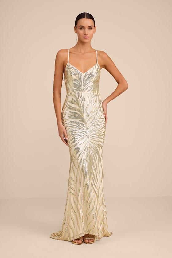 Lulus Sparkle 'Til Dawn Sequin Lace-Up Mermaid Maxi Dress in Natural | Lyst Lulus Sparkle 'Til Dawn Sequin Lace-Up Mermaid Maxi Dress in Natural | Lyst