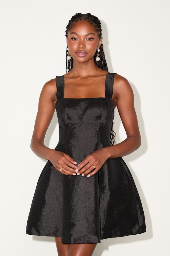 taylor black tie back mini dress Lulus Cyra Taffeta Tie-Back Skater in Quantity:160