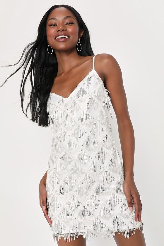 fringe bachelorette dress Gatsby White Fringe Crop Top