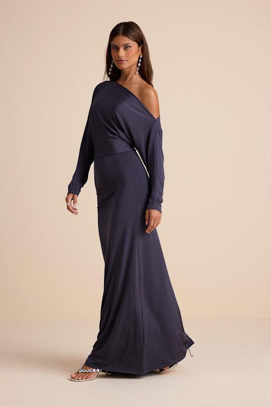 Navy Blue Lulus Long Sleeve Dresses Navy Blue Maxi Dress Long