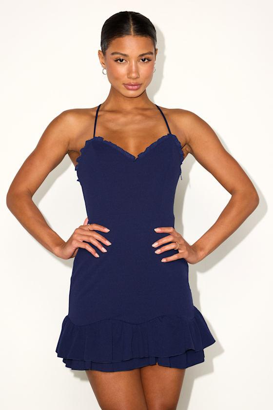 self portrait blue lace midi dress Self-Portrait Women's Guipure Lace Belted Midi-Dress - Navy main image 0
