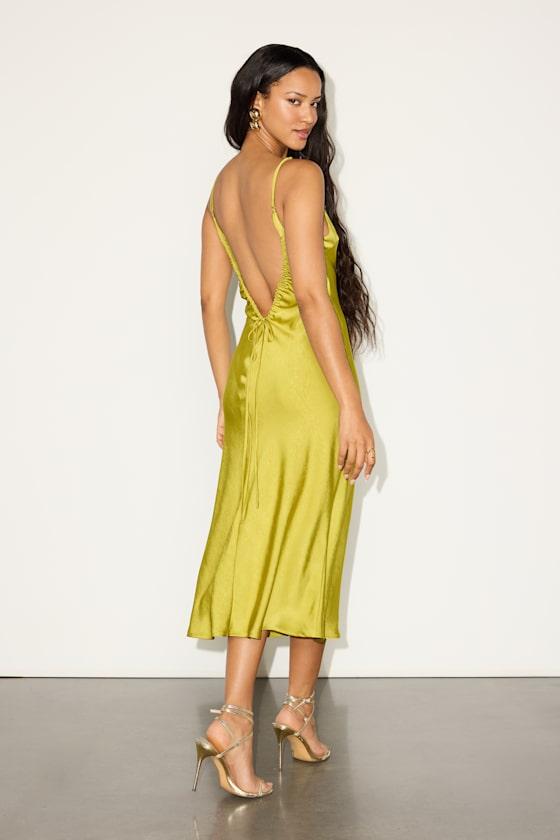 backless midi slip dress Black Satin Cowl Neck Backless Slip Midi Dress main image 1