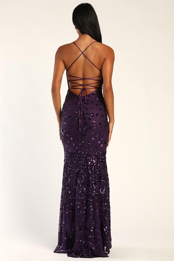 Lulus Photo Finish Sequin Lace-Up Maxi Dress in Purple | Lyst Lulus Photo Finish Sequin Lace-Up Maxi Dress in Purple | Lyst
