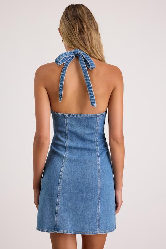 Designer Denim Halter Dresses for Women - Up to 71% off