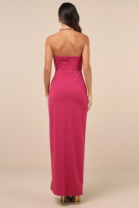 Lulus Iconic Excellence Asymmetrical Strapless Maxi Dress in Pink | Lyst