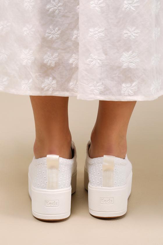 Keds Skyler Daisy Snow Eyelet Embroidered Platform Sneakers in