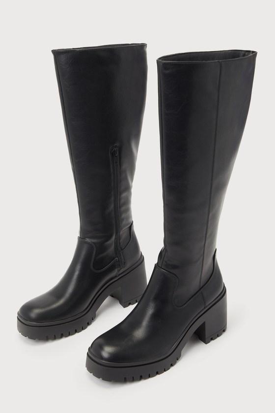 Dirty Laundry Oakleigh Smooth Lug Sole Knee-High Boots in Black