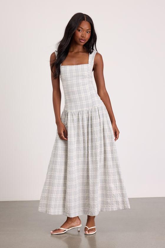 lulus gingham dress Black and White Gingham Print Dress - OTS Dress - Maxi Dress