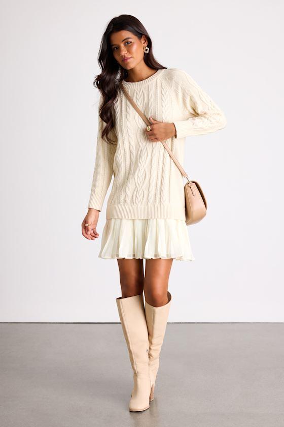 drop waist sweater dress Distressed Round Neck Drop Shoulder Sweater Dress – Charming Charlie main image 0