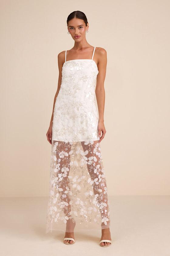 spread your shine white sequin embroidered bodycon dress Sexy Gold Sequin Dress - Embroidered Dress - Gold Party Dress