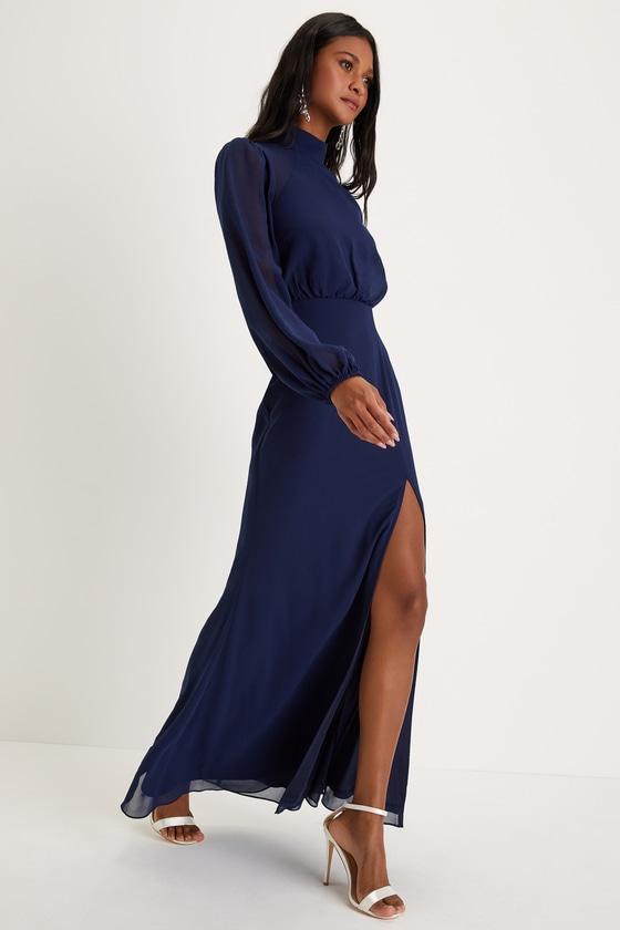 princess polly baby blue dress Long Sleeve Backless Maxi Dress White main image 0