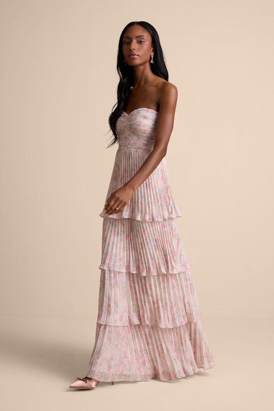 lulus pink maxi dress Lavish Perfection Light Pink Ruffled Tiered Maxi Dress