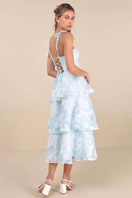 blue floral burnout dress Well Versed Burnout Velvet Maxi Dress Slate Blue main image 1