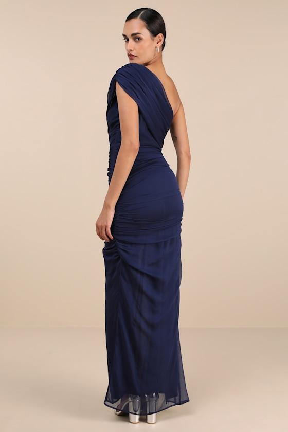 Lulus Kyleah Ruched One-Shoulder Maxi Dress in Blue | Lyst Lulus Kyleah Ruched One-Shoulder Maxi Dress in Blue | Lyst