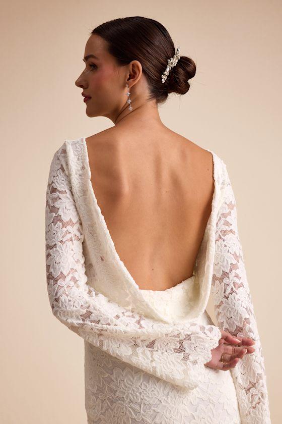 lace cowl back dress Silky Satin Cowl Back Mermaid Wedding Dress